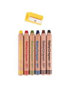 Barevné pastelky "Baby Crayon", 6 barev, maxi, 3v1, s ořezávátkem, APLI 20635