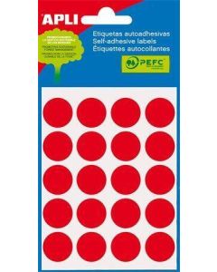 Etikety, červené, kruhové, průměr 19 mm, 100 etiket/balení, APLI