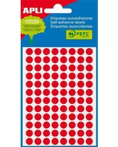 Etikety, fluorescentní červené, kruhové, průměr 8 mm, 288 etiket/balení, APLI