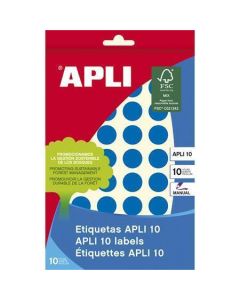 Etikety, kruhové, modrá, průměr 16mm, na ruční popis, 432 ks/bal., APLI