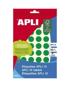 Etikety, kruhové, zelená, průměr 16mm, na ruční popis, 432 ks/bal., APLI