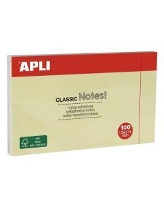 Samolepicí bloček "CLASSIC", žlutá, 75 x 125 mm, 100 listů, APLI 10976