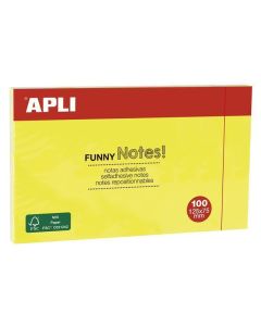 Samolepicí bloček "FUNNY", žlutá, 75 x 125 mm, 100 listů, APLI 15002