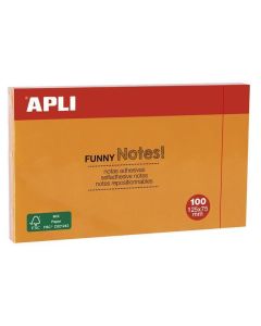 Samolepicí bloček "FUNNY", oranžová, 75 x 125 mm, 100 listů, APLI 15005