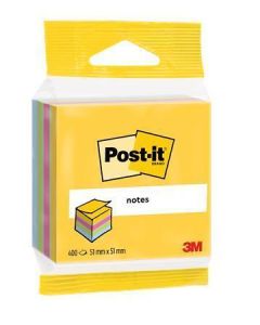 Samolepicí bloček, mix barev, 51 x 51 mm, 400 listů, blistr, 3M POSTIT 7100172400
