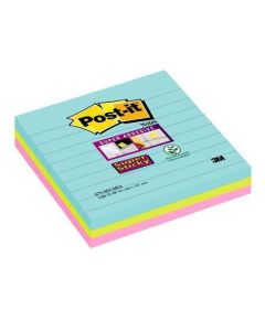 Samolepicí bloček "Super Sticky Miami", mix barev, 101 x 101 mm, 3x 70 listů, linkovaný, 3M POSTIT 7