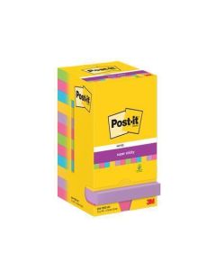 Samolepicí bloček "Super Sticky", mix barev, 76 x 76 mm, 12x 90 listů, 3M POSTIT 7100290156