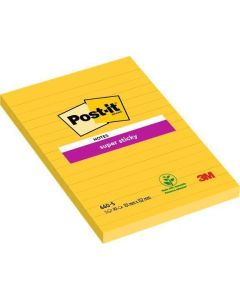 Samolepicí bloček "Super Sticky", ultra žlutá, 102 x 152 mm, 90 listů, linkovaný, 3M POSTIT 71001727