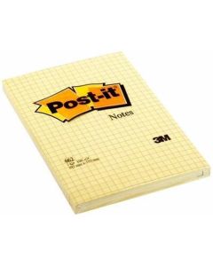 Samolepicí bloček, žlutá, 101 x 152 mm, 6x 100 listů, čtverečkovaný, 3M POSTIT 7100172739