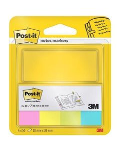 Samolepicí záložky, mix neonových barev, 20 x 38 mm, 4x 50 listů, 3M POSTIT 7100191579
