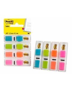 Samolepicí záložky se zásobníkem, mix neonových barev, 12 x 43 mm, 4x 35 listů, 3M POSTIT 7100019101