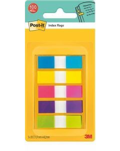 Samolepicí záložky, mix neonových barev, 12 x 43 mm, 5x 20 listů, 3M POSTIT 7000101800