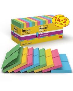 Samolepicí bloček "Super Sticky", mix barev, "Z", 76 x 76 mm, 16x 90 listů, 3M POSTIT 7100234249