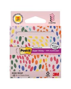 Samolepicí bloček "Super Sticky", pastelově růžová, "Z", 76 x 76 mm, 90 listů, 3M POSTIT 7100398996