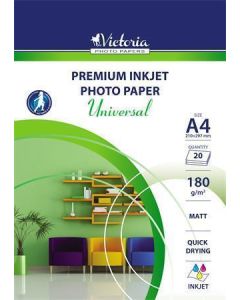 Fotografický papír "Universal", do inkoustové tiskárny, matný, A4, 180g, VICTORIA