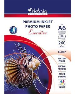 Fotografický papír "Executive", do inkoustové tiskárny, vysoce lesklý, 10x15cm, 260g, VICTORIA