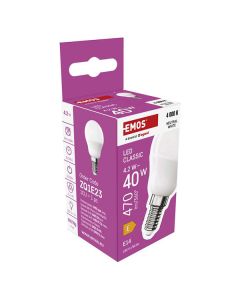 LED žárovka EMOS Lighting E14, 230V, 4.2W, 470lm, 4000k, neutrální bílá, 30000h, Mini Globe 45x45x82mm