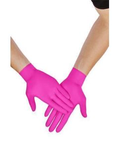 Ochranné rukavice, magenta, jednorázové, nitrilové, vel. XS, 100 ks, nepudrované
