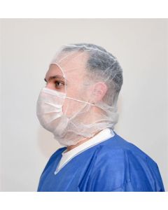 Kukla s rouškou Astro-cap, bílá, 2-vrstvá, jednorázová, 100 ks/balení, N139
