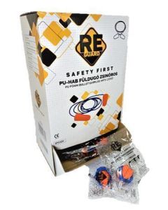Špunty do uší se šňůrkou, oranžová, PU pěna, 100 párů, SF0325