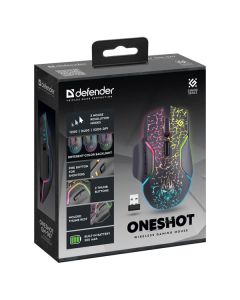 Defender Oneshot GM-067 LED Myš bezdrátová, černá, 3200DPI