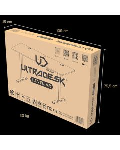 ULTRADESK Herní stůl LEVEL V2 GREEN, 140x68cm, 72-117cm, elektricky nastavitelná výška
