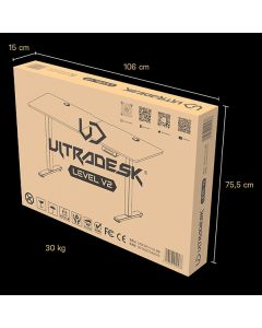 ULTRADESK Herní stůl LEVEL V2 WHITE, 140x68cm, 72-117cm, elektricky nastavitelná výška