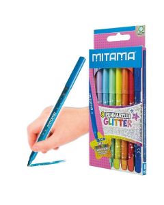 Fixy se třpytkami, 8 různých barev, 3 mm, trojhranné, MITAMA 62509