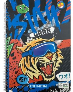 Spirálový sešit "Fantasy colours", A4+, linkovaný, 60 listů, tygr, MITAMA 62620-90068