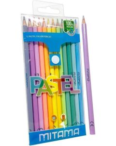Barevné pastelky PASTEL, 12 barev, kulaté, MITAMA 62827
