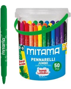 Fixy JUMBO, sada, 50 ks, omyvatelné, 5 mm, kulaté, MITAMA 62875