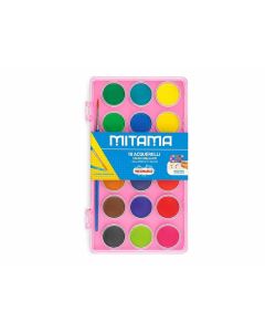 Vodové barvy, 18 barev, 2,9 cm, růžová, MITAMA 62890-62890
