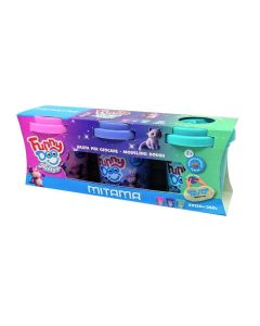 Modelína FUNNY DOO, sada 3 barvy se třpytkami, 3x120 g, růžová, fialová, modrá, MITAMA 63850