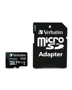 Paměťová karta "Premium", microSDHC, 32GB, CL10/U1, 45/10 MB/s, adaptér, VERBATIM