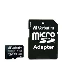 Paměťová karta "Premium", microSDXC, 64GB, CL10/U1, 70/10 MB/s, adaptér, VERBATIM