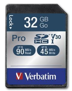 Paměťová karta "PRO", SDHC, 32GB, CL10/U3, 90/45MB/sec, VERBATIM