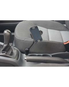 Držák mobilu,PDA,GPS Logo kloubový, do auta, nastavitelná šířka, černý, plast, s USB adaptérem 1.5 A, černá, mobil