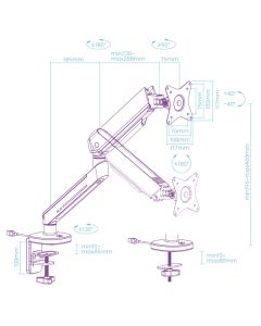 Polohovatelný držák ULTRADESK OFFSHOOT Single pro monitor, 9KG, svorka a průchodka stolu, 17"-32", 75x75/100x100, bílý
