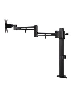 Polohovatelný držák pro monitor, 10KG, svorka, 17"-30", otočný, 75x75/100x100, černý