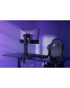 Powerton ERGO LEVION Držák monitoru s automaticky nastavitelnou výškou, černá, 10KG, svorka, 17"-32", bezdrátová nabíječka