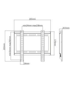Fixní držák TV KL22G-22F, 23"-42", 35 kg max, 50x50-200x200 VESA, 20,5mm, černý
