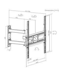 Polohovatelný držák TV LPA78-443, 32"-55", 35 kg max, 100x100 - 400x400 VESA, 63mm-358mm, černý