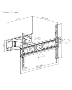 Polohovatelný držák TV LPA78-466, 37"- 80", 40 kg max, 100x100 - 600x400mm VESA, 67-355mm, černý