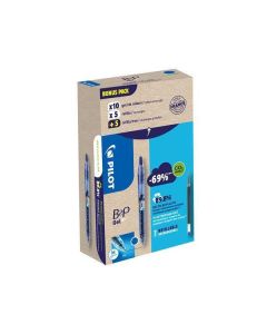 Gelové pero "B2P Greenpack", modrá + náplň, 0,32 mm, stiskací mech., PILOT BL-B2P-7-L+BLS-G2-7-L-S10