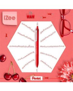 Kuličkové pero "iZee", červená, 0,35 mm, stiskací mechanismus, PENTEL BX467-B