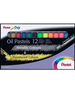 Voskovky "Arts", 12 neonových a metalických barev, PENTEL PHN-MF12