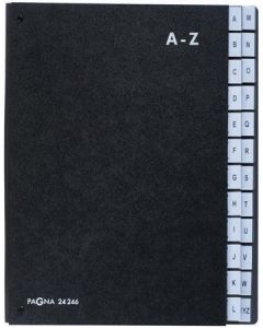 Desky s rozlišovači "Classic", černá, stolní, 24 přihrádek, karton, A4, A-Z, PAGNA 24246-04
