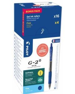 Gelové pero "G-2", modrá, 0,32 mm, stiskací mechanismus, 20 ks/balení, PILOT BL-G2-7-L-DOBOZ