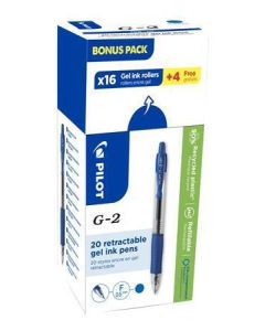 Gelové pero "G-2, Bonus Pack", modrá, 0,25 mm, stiskací mechanismus, PILOT BL-G2-5-20L