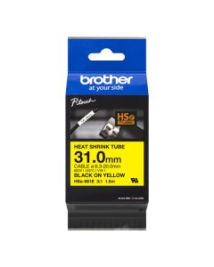 Brother originální páska do tiskárny štítků, Brother, HSE-661E, černý tisk/žlutý podklad, 1.5m, 31mm
